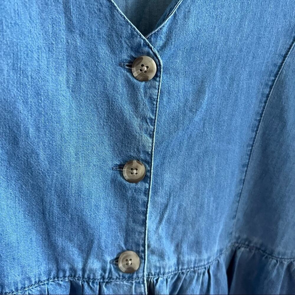 ASOS Denim Chambray V Neck Button Front Dress 3/4 Sleeve US 10 - Picture 9 of 9